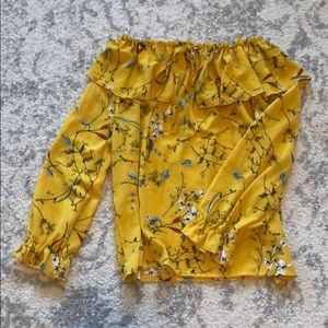 Yellow Floral Off the Shoulders Top